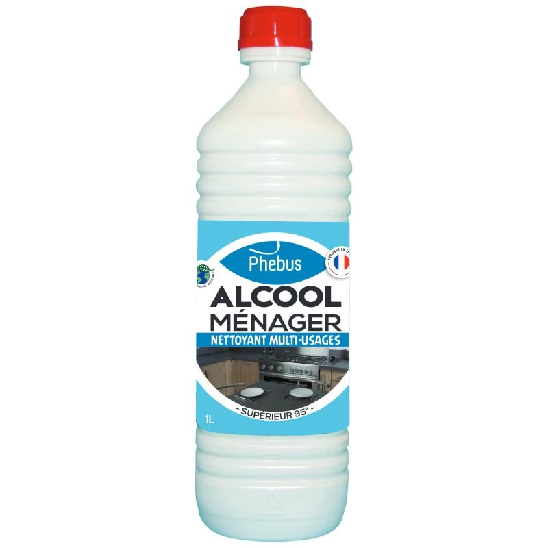 Alcool ménager supérieur dénaturé 95° flacon 1 L - lot de 4