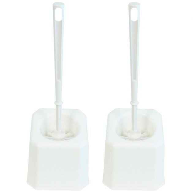 Ensemble brosse WC et porte-brosse en plastique - lot de 2