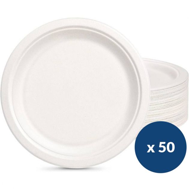 Assiette en carton biodégradable 17 cm blanche - lot de 50