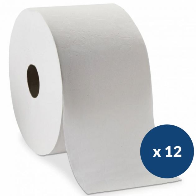 Papier toilette recyclé 2 plis mini jumbo 12 bobines Ecolabel