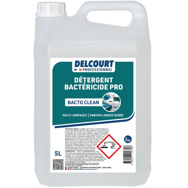 Détergent désinfectant bactéricide Bacto-clean bidon de5 L Delcourt