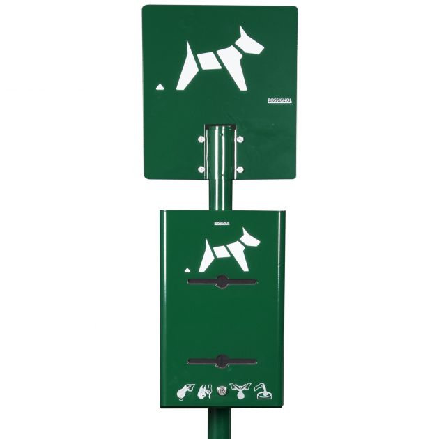 Distributeur hygiène canine double rouleaux sur pied Rossignol