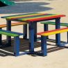 Table pique-nique école bois acier couleurs