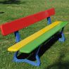 Banc public enfants bois et acier multicolore