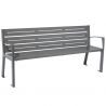 Banc eco-responsable silaos 6 lames acier avec accoudoir lg 1800mm gris procity