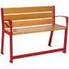 Banc senior eco-resp silaos 6 lames chêne clair sans accoudoirs lg 1200 mm rouge