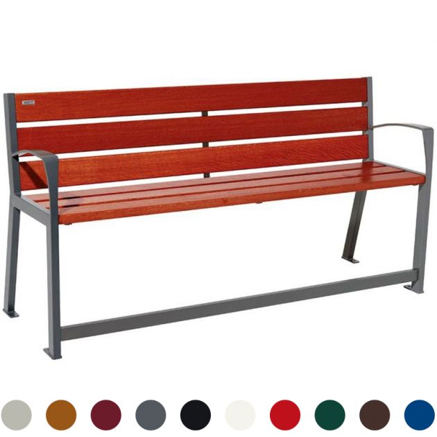 Banc senior acajou avec accoudoirs et repose-pieds 180 cm SILAOS