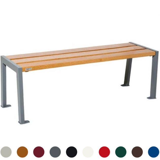 Banquette urbaine en acier et chêne clair 120 cm SILAOS