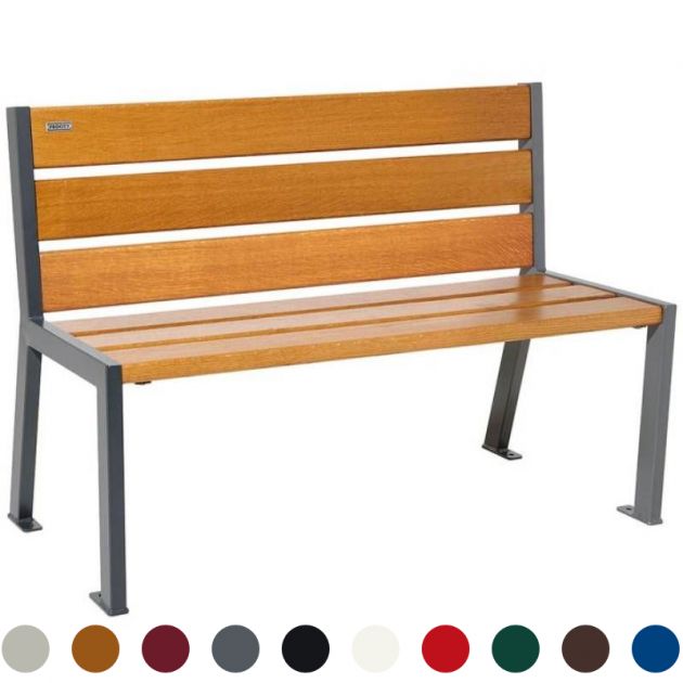 Banc public en bois 120 cm chêne et acier