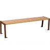 Banquette publique bois lasuré chêne clair et acier 180 cm SILAOS corten