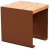 Banquette publique bois lasuré chêne clair et acier 45 cm KUB corten