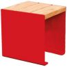 Banquette publique bois lasuré chêne clair et acier 45 cm KUB rouge