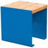 Banquette publique bois lasuré chêne clair et acier 45 cm KUB bleu