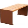 Banquette publique bois lasuré chêne clair et acier 120 cm KUB corten