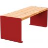 Banquette publique bois lasuré chêne clair et acier 120 cm KUB bordeaux