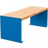 Banquette publique bois lasuré chêne clair et acier 120 cm KUB bleu