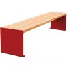 Banquette publique bois lasuré chêne clair et acier 180 cm KUB bordeaux