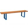 Banquette publique bois lasuré chêne clair et acier 180 cm RIGA bleu