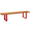 Banquette publique bois lasuré chêne clair et acier 180 cm RIGA rouge