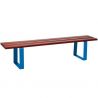 Banquette publique bois résineux lasuré acajou et acier 180 cm RIGA bleu