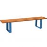 Banquette publique bois exotique lasuré chêne clair et acier 180 cm RIGA bleu