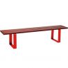 Banquette publique bois exotique lasuré acajou et acier 180 cm RIGA rouge