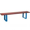 Banquette publique bois exotique lasuré acajou et acier 180 cm RIGA bleu