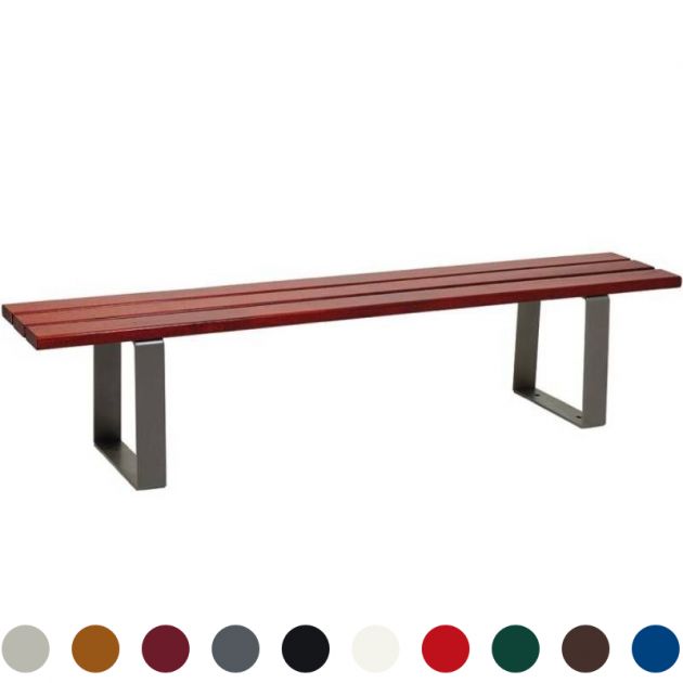 Banquette publique bois exotique lasuré acajou et acier 180 cm RIGA