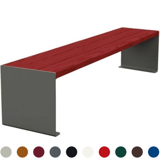 Banquette publique bois lasuré acajou et acier 180 cm KUB