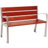 Banc public bois lasuré acajou et acier avec accoudoirs 120 cm SILAOS gris