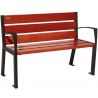 Banc public bois lasuré acajou et acier avec accoudoirs 120 cm SILAOS noir