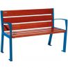 Banc public bois lasuré acajou et acier avec accoudoirs 120 cm SILAOS bleu