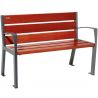 Banc public bois lasuré acajou et acier avec accoudoirs 120 cm SILAOS gris anthracite