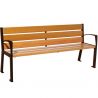 Banc public bois lasuré chêne clair et acier avec accoudoirs 180 cm SILAOS marron