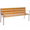 Banc public bois lasuré chêne clair et acier avec accoudoirs 180 cm SILAOS gris