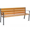 Banc public bois lasuré chêne clair et acier avec accoudoirs 180 cm SILAOS gris anthracite