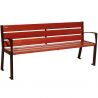 Banc public bois lasuré acajou et acier avec accoudoirs 180 cm SILAOS marron