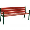 Banc public bois lasuré acajou et acier avec accoudoirs 180 cm SILAOS vert