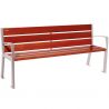 Banc public bois lasuré acajou et acier avec accoudoirs 180 cm SILAOS gris