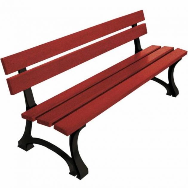 Banc public bois exotique lasuré acajou et pieds en fonte noir 120 cm MORA