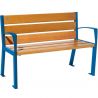 Banc acier et chêne clair avec accoudoirs 120 cm SILAOS bleu