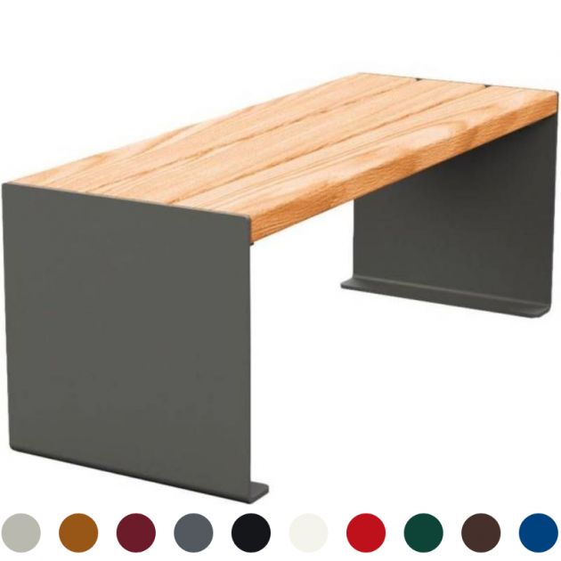 Banquette publique bois lasuré chêne clair et acier 120 cm KUB