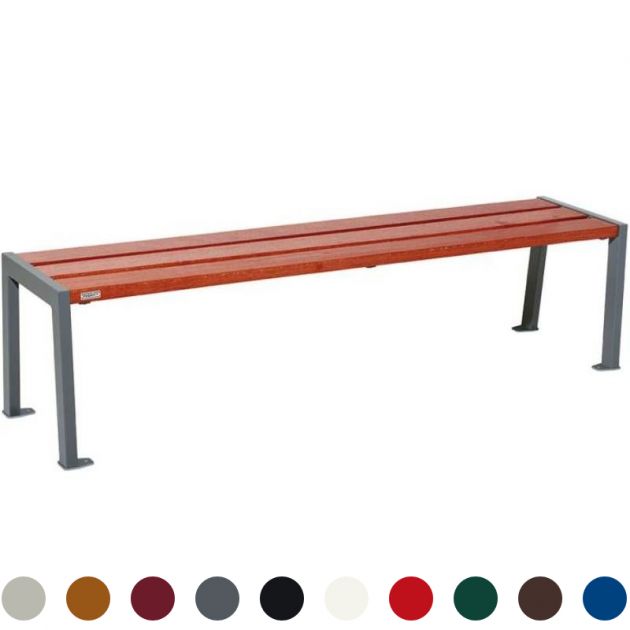 Banquette publique bois lasuré acajou et acier 180 cm SILAOS