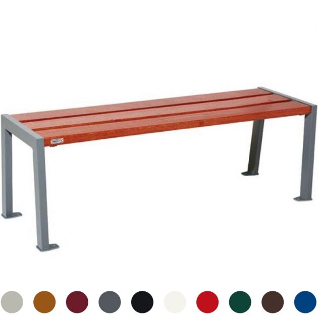 Banquette publique bois lasuré acajou et acier 120 cm SILAOS