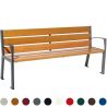 Banc public bois avec accoudoirs 180 cm chêne et acier