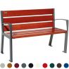 Banc public bois avec accoudoirs 120 cm lasuré acajou et acier