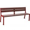 Banc public plastique recyclé et acier 180 cm bordeaux