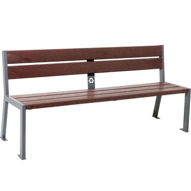 Banc public plastique recyclé et acier 180 cm gris anthracite