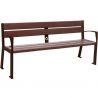 Banc public avec accoudoirs plastique recyclé et acier 180 cm marron