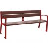 Banc public avec accoudoirs plastique recyclé et acier 180 cm bordeaux